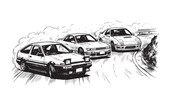 Winding mountain road through autumn forest